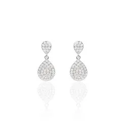 Histoire D'Or Boucles D'oreilles Pendantes Or Blanc Oxyde De Zirconium