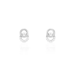 Histoire D'Or Boucles D'oreilles Puces Edmee Double Cercles Or Blanc Oxyde