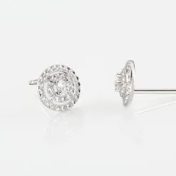 Histoire D'Or Boucles D'oreilles Puces Adriana Rond Or Blanc Oxyde De Zirconium -Boucles d'oreilles pendantes Soldes Boutique B3OFBZW446 view2