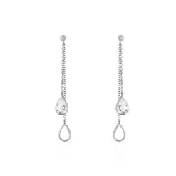 Histoire D'Or Boucles D'oreilles Pendantes Emerika Or Blanc Oxyde De Zirconium