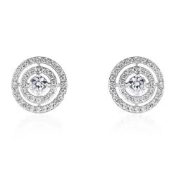 Histoire D'Or Boucles D'oreilles Puces Or Blanc Weltaz Oxyde De Zirconium