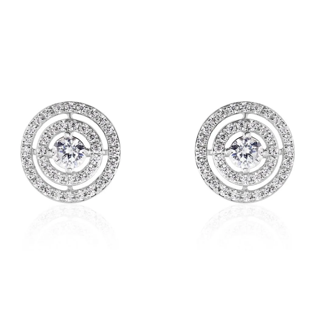 Histoire D'Or Boucles D'oreilles Puces Or Blanc Weltaz Oxyde De Zirconium 1 Histoire D'Or Boucles D'oreilles Puces Or Blanc Weltaz Oxyde De Zirconium