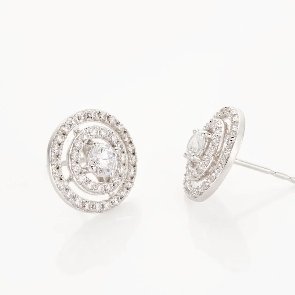 Histoire D'Or Boucles D'oreilles Puces Or Blanc Weltaz Oxyde De Zirconium 3 Histoire D'Or Boucles D'oreilles Puces Or Blanc Weltaz Oxyde De Zirconium – Image 3