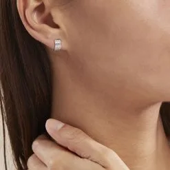 Histoire D'Or Demi Créoles Or Blanc Jacobea Oxyde De Zirconium -Boucles d'oreilles pendantes Soldes Boutique B3OFBZW628 model0