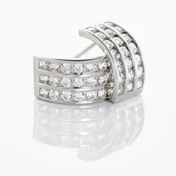 Histoire D'Or Demi Créoles Or Blanc Jacobea Oxyde De Zirconium -Boucles d'oreilles pendantes Soldes Boutique B3OFBZW628 view3