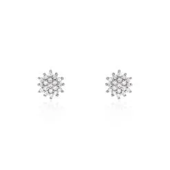 Histoire D'Or Boucles D'oreilles Puces Or Blanc Kristel Oxydes De Zirconium