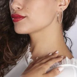 Histoire D'Or Créoles Tyhana Or Blanc Oxyde -Boucles d'oreilles pendantes Soldes Boutique B3OFBZW926 model0