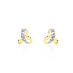 Histoire D'Or Boucles D'oreilles Puces Volute Or Jaune Diamant