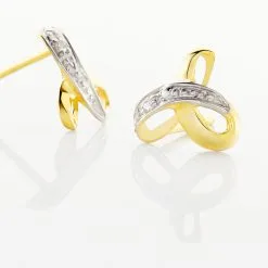 Histoire D'Or Boucles D'oreilles Puces Volute Or Jaune Diamant -Boucles d'oreilles pendantes Soldes Boutique B3OFJDW025 view2