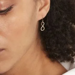 Histoire D'Or Boucles D'oreilles Pendantes Infino Or Jaune Diamant -Boucles d'oreilles pendantes Soldes Boutique B3OFJDW204 model0