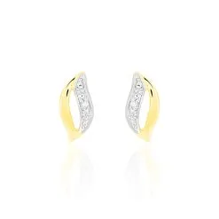 Histoire D'Or Boucles D'oreilles Puces Smeralda Or Jaune Diamant