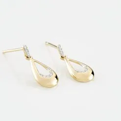 Histoire D'Or Boucles D'oreilles Puces Nirmala Or Jaune Diamant -Boucles d'oreilles pendantes Soldes Boutique B3OFJDW283 view2