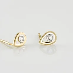 Histoire D'Or Boucles D'oreilles Puces Fidelia Or Jaune Diamant -Boucles d'oreilles pendantes Soldes Boutique B3OFJDW509 view2