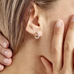 Histoire D'Or Boucles D'oreilles Puces Chrystalise Or Jaune Diamant -Boucles d'oreilles pendantes Soldes Boutique B3OFJDW582 model1