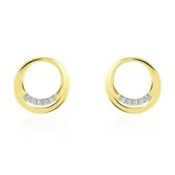 Histoire D'Or Boucles D'oreilles Puces Circlane Or Jaune Diamant