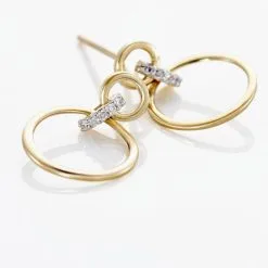 Histoire D'Or Boucles D'oreilles Puces Or Jaune Agnessa Diamants -Boucles d'oreilles pendantes Soldes Boutique B3OFJDW657 view2