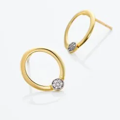 Histoire D'Or Boucles D'oreilles Puces Or Jaune Shyla Diamants -Boucles d'oreilles pendantes Soldes Boutique B3OFJDW663 view2