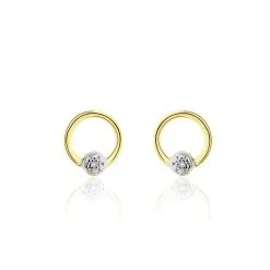 Histoire D'Or Boucles D'oreilles Puces Gisa Jaune Diamant Blanc