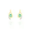 Histoire D'Or Boucles D'oreilles Puces Sagesse Or Jaune Emeraude Et Diamant