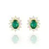 Histoire D'Or Boucles D'oreilles Puces Vladimir Or Jaune Diamant Et Emeraude