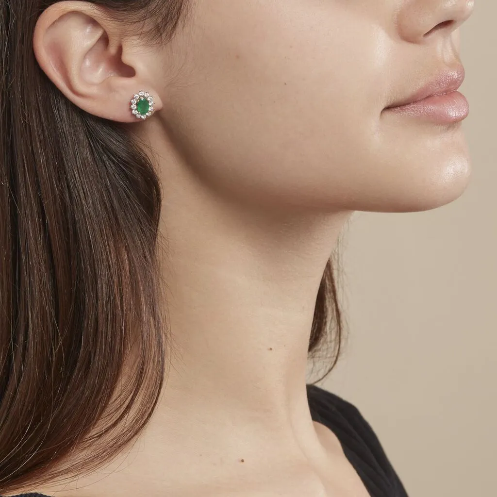 Histoire D'Or Boucles D'oreilles Puces Vladimir Or Jaune Diamant Et Emeraude 4 Histoire D'Or Boucles D'oreilles Puces Vladimir Or Jaune Diamant Et Emeraude – Image 4
