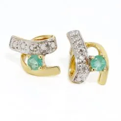 Histoire D'Or Boucles D'oreilles Puces Loubra Or Jaune Emeraude -Boucles d'oreilles pendantes Soldes Boutique B3OFJEV100 view2