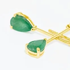 Histoire D'Or Boucles D'oreilles Pendantes Goutte Or Jaune Emeraude -Boucles d'oreilles pendantes Soldes Boutique B3OFJEV101 view2