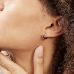 Histoire D'Or Créoles Or Jaune Killian Emeraudes -Boucles d'oreilles pendantes Soldes Boutique B3OFJEV108 model1