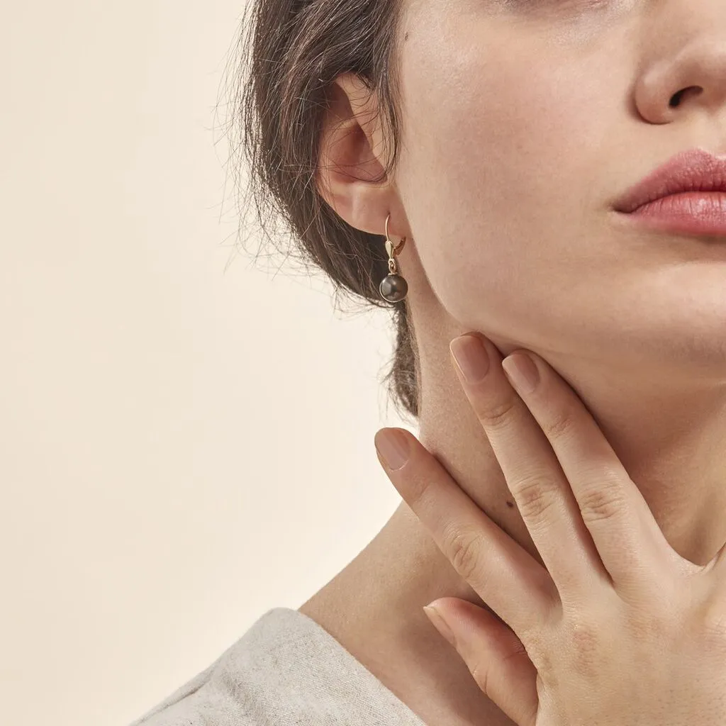 Histoire D'Or Boucles D'oreilles Puces Baroque Dormeuse Or Jaune Perle De Tahiti 4 Histoire D'Or Boucles D'oreilles Puces Baroque Dormeuse Or Jaune Perle De Tahiti – Image 4