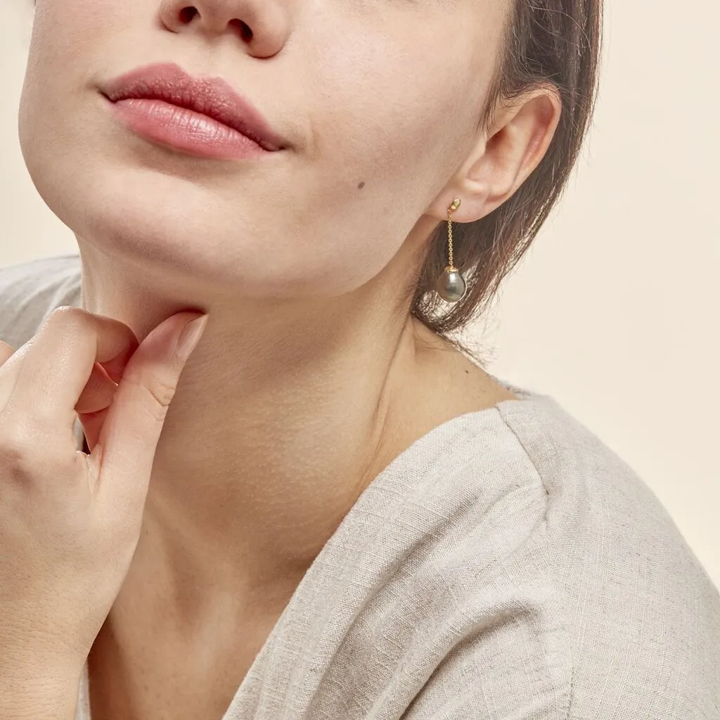 Histoire D'Or Boucles D'oreilles Puces Marie-noela Or Jaune Perle De Tahiti 5 Histoire D'Or Boucles D'oreilles Puces Marie-noela Or Jaune Perle De Tahiti – Image 5