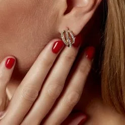 Histoire D'Or Créoles Hewie Or Jaune Strass 9 Histoire D'Or Créoles Hewie Or Jaune Strass -Boucles d'oreilles pendantes Soldes Boutique B3OFJPW224 model1