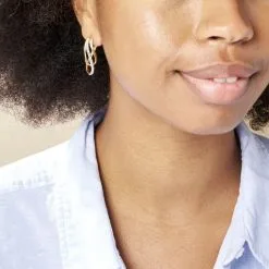 Histoire D'Or Créoles Hilharriette Or Jaune Strass -Boucles d'oreilles pendantes Soldes Boutique B3OFJPW225 model0