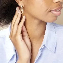 Histoire D'Or Créoles Hilharriette Or Jaune Strass -Boucles d'oreilles pendantes Soldes Boutique B3OFJPW225 model1