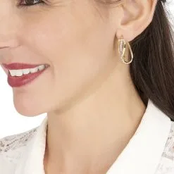 Histoire D'Or Créoles Hilharriette Or Jaune Strass -Boucles d'oreilles pendantes Soldes Boutique B3OFJPW225 view3