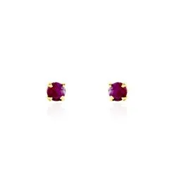 Histoire D'Or Boucles D'oreilles Puces Elea Serti Griffe Or Jaune Rubis