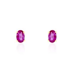 Histoire D'Or Boucles D'oreilles Puces Ovale Or Jaune Rubis