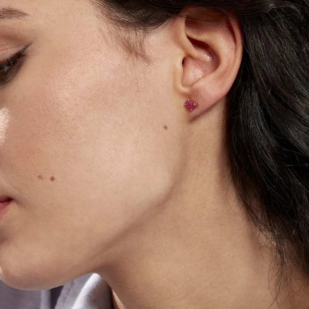 Histoire D'Or Boucles D'oreilles Puces Ovale Or Jaune Rubis 4 Histoire D'Or Boucles D'oreilles Puces Ovale Or Jaune Rubis – Image 4