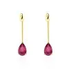Histoire D'Or Boucles D'oreilles Pendantes Goutte Or Jaune Rubis