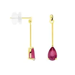 Histoire D'Or Boucles D'oreilles Pendantes Goutte Or Jaune Rubis -Boucles d'oreilles pendantes Soldes Boutique B3OFJRR118 view1