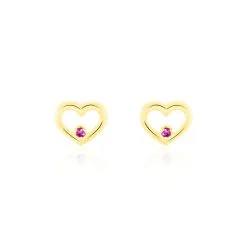 Histoire D'Or Boucles D'oreilles Puces Martella Or Jaune Rubis