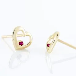 Histoire D'Or Boucles D'oreilles Puces Martella Or Jaune Rubis -Boucles d'oreilles pendantes Soldes Boutique B3OFJRR119 view2