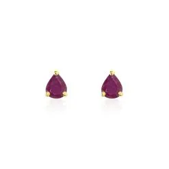 Histoire D'Or Boucles D'oreilles Puces Or Jaune Isador Rubis