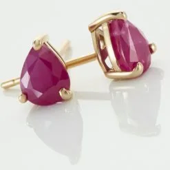 Histoire D'Or Boucles D'oreilles Puces Or Jaune Isador Rubis -Boucles d'oreilles pendantes Soldes Boutique B3OFJRR125 view2