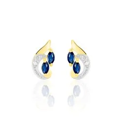 Histoire D'Or Boucles D'oreilles Puces Sakina Or Jaune Saphir Et Diamant Et Divers