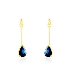 Histoire D'Or Boucles D'oreilles Pendantes Goutte Or Jaune Saphir