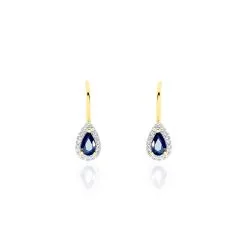 Histoire D'Or Boucles D'oreilles Pendantes Doorsie Or Jaune Saphir Et Diamant