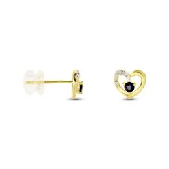 Histoire D'Or Boucles D'oreilles Puces Kyrill Or Jaune Saphir Diamants -Boucles d'oreilles pendantes Soldes Boutique B3OFJSB269 view1