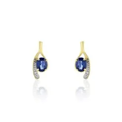 Histoire D'Or Bijoux D'oreilles Emotion Or Jaune Saphir Diamant