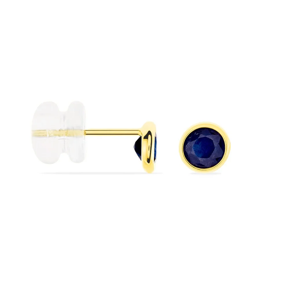 Histoire D'Or Boucles D'oreilles Puces Edy Serti Clos Or Jaune Saphir 2 Histoire D'Or Boucles D'oreilles Puces Edy Serti Clos Or Jaune Saphir – Image 2