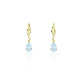 Histoire D'Or Boucles D'oreilles Pendantes Or Jaune Assaf Topaze
